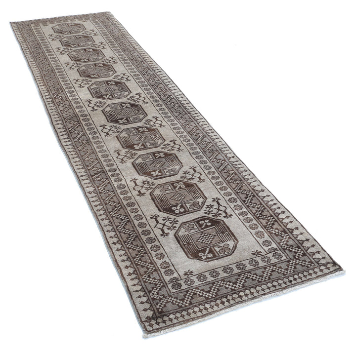Afghan Revival Runner Rug 2' 8" x 9' 4" Hand-Knotted | No. AT41896