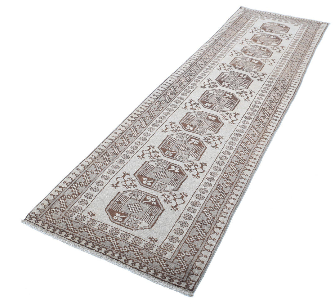 Afghan Revival Runner Rug 2' 8" x 9' 4" Hand-Knotted | No. AT41896