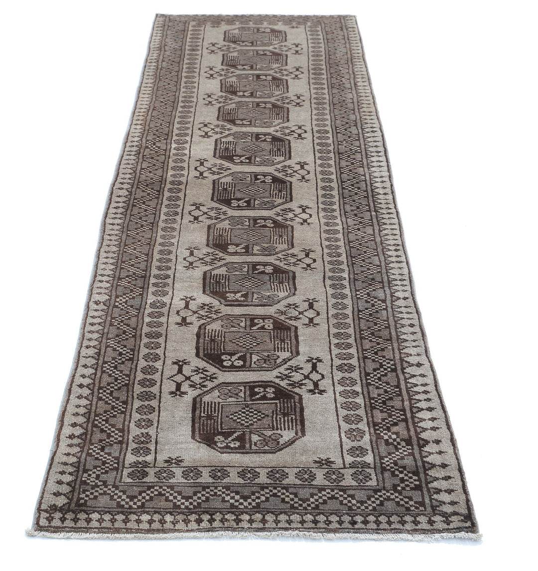 Afghan Revival Runner Rug 2' 8" x 9' 4" Hand-Knotted | No. AT41896