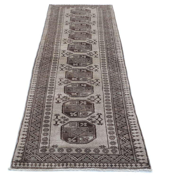 Afghan Revival Runner Rug 2' 8" x 9' 4" Hand-Knotted | No. AT41896