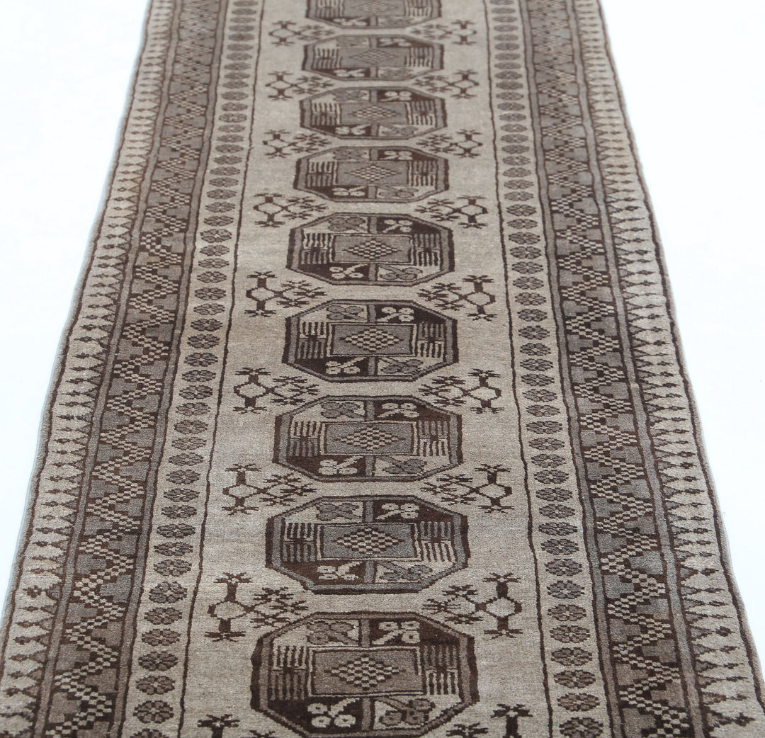 Afghan Revival Runner Rug 2' 8" x 9' 4" Hand-Knotted | No. AT41896