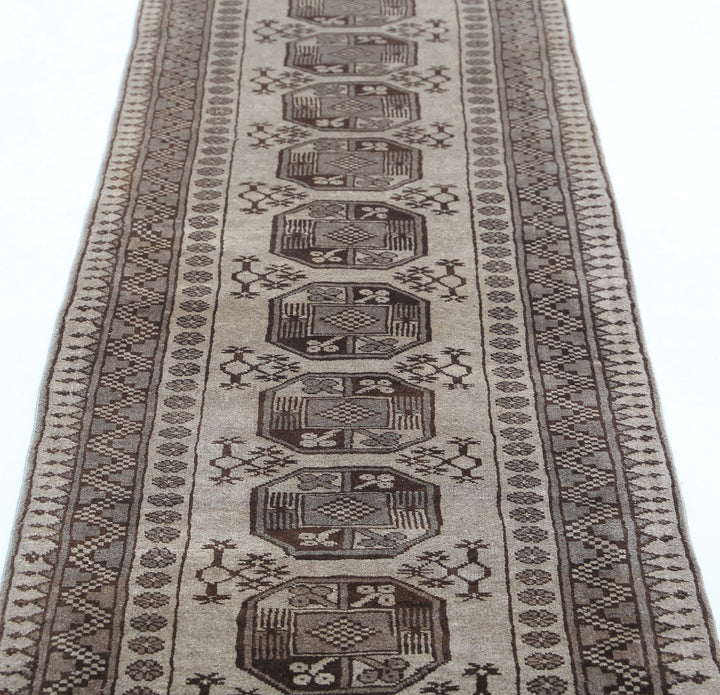 Afghan Revival Runner Rug 2' 8" x 9' 4" Hand-Knotted | No. AT41896