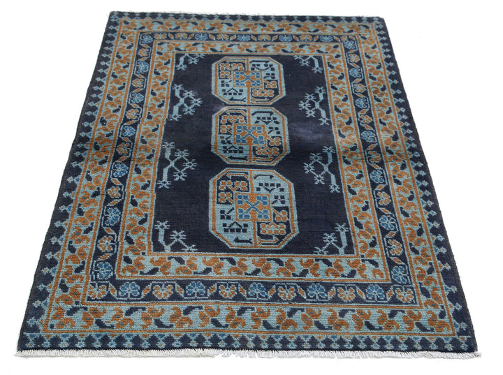 Afghan Revival Rug 3' 4" x 4' 9" Hand-Knotted | No. AT65229