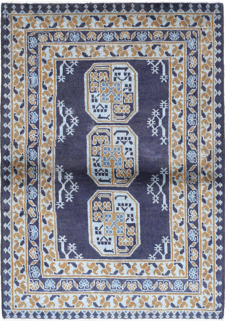 Afghan Revival Rug 3' 4" x 4' 9" Hand-Knotted | No. AT65229
