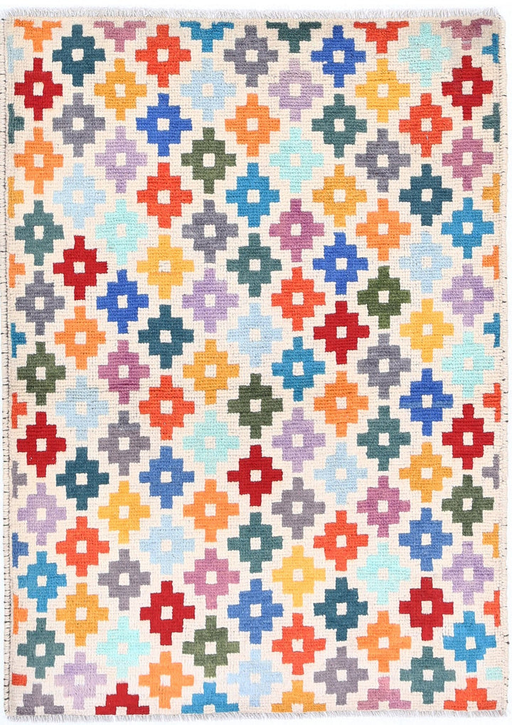 Ivory Baluch Revival Rug 2' 9" x 4' 0" Hand-Knotted | No. AT47358