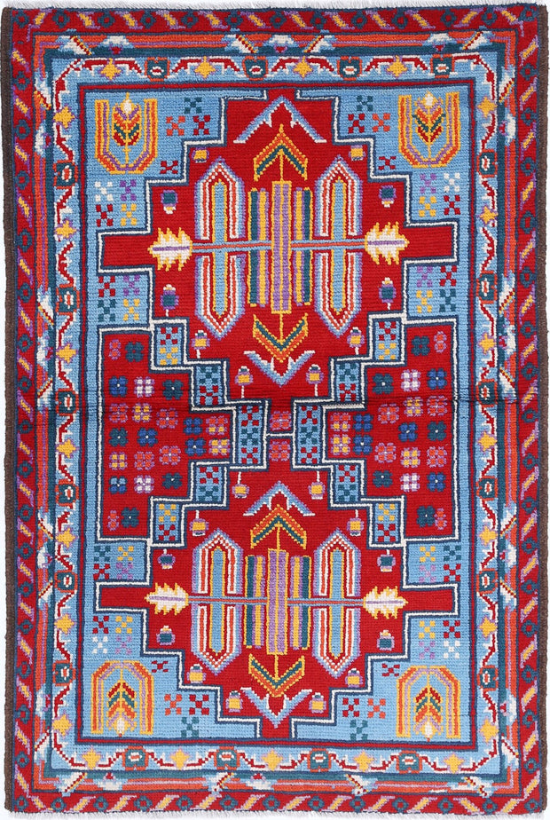 Hand Knotted Baluch Revival Wool Rug 3' 3" x 4' 11" - No. AT14713