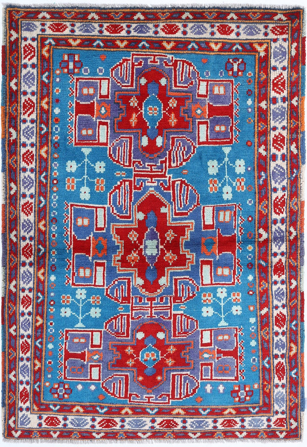 Hand Knotted Baluch Revival Wool Rug 3' 7" x 5' 1" - No. AT56228