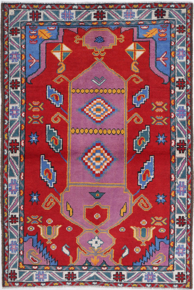 Hand Knotted Baluch Revival Wool Rug 4' 0" x 6' 0" - No. AT65059