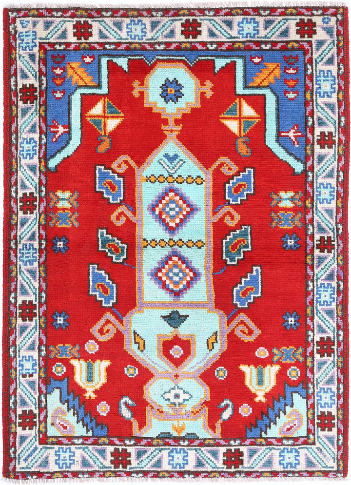 Afghan Oriental Rug 3' 4" x 4' 10" Hand-Knotted | No. AT50995