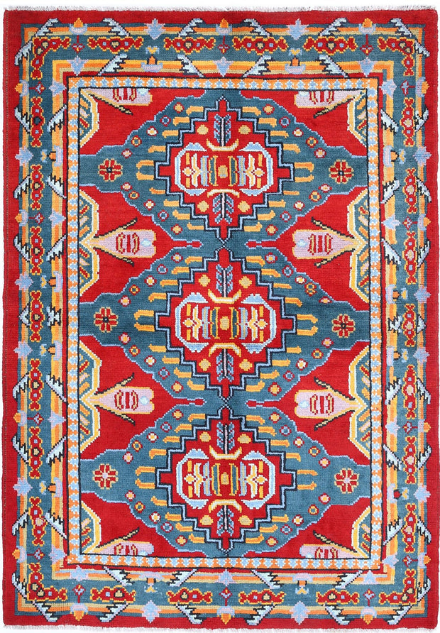 Hand Knotted Baluch Revival Wool Rug 3' 11" x 5' 8" - No. AT92602