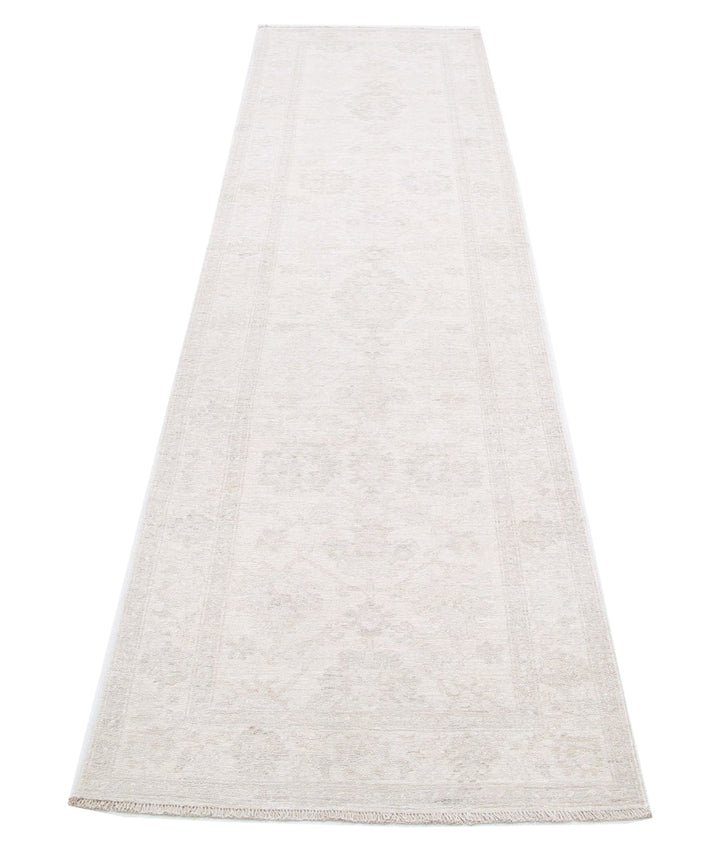 Ivory Afghan Serenity Rug 2' 6" x 9' 5" Hand-Knotted | No. AT32245