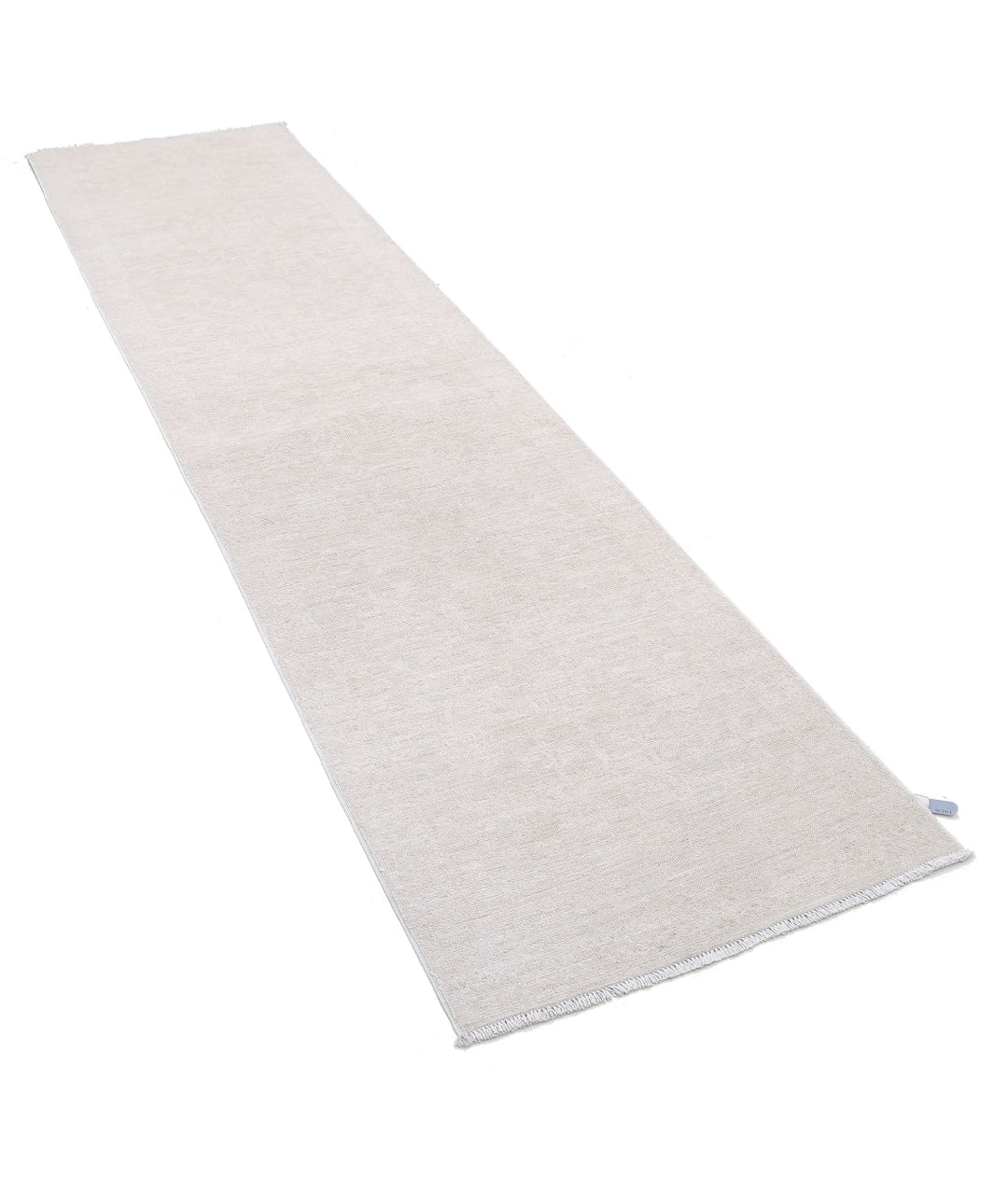 Ivory Afghan Serenity Runner Rug 2' 6" x 9' 8" Hand-Knotted | No. AT35076