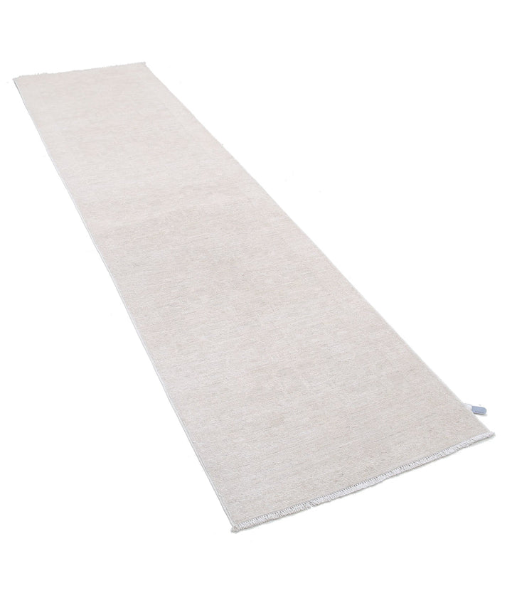 Ivory Afghan Serenity Runner Rug 2' 6" x 9' 8" Hand-Knotted | No. AT35076