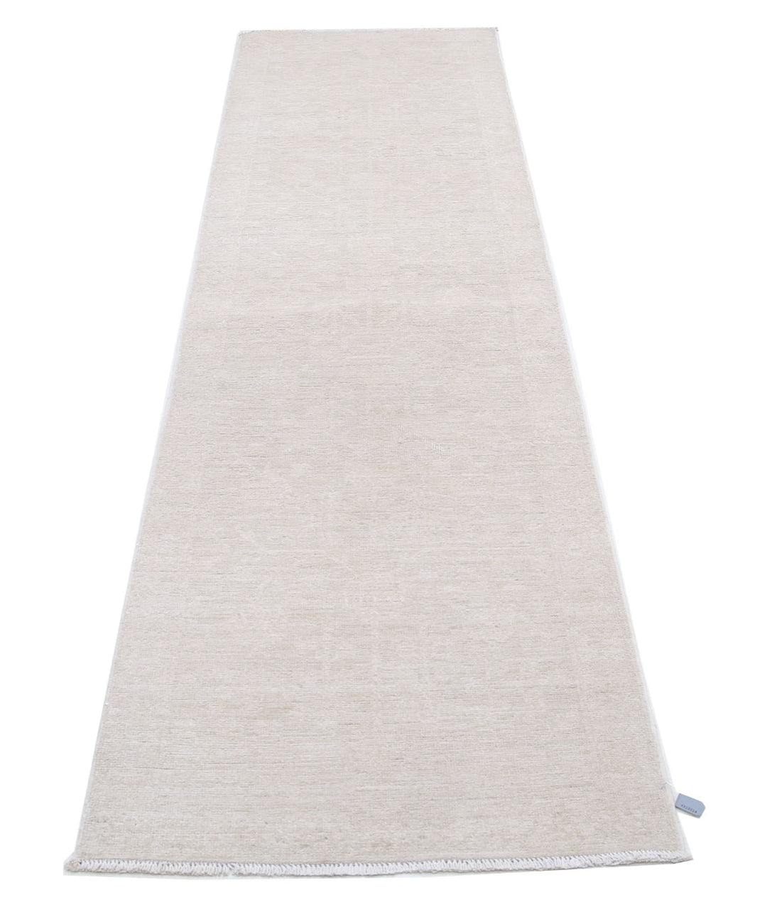 Ivory Afghan Serenity Runner Rug 2' 6" x 9' 8" Hand-Knotted | No. AT35076