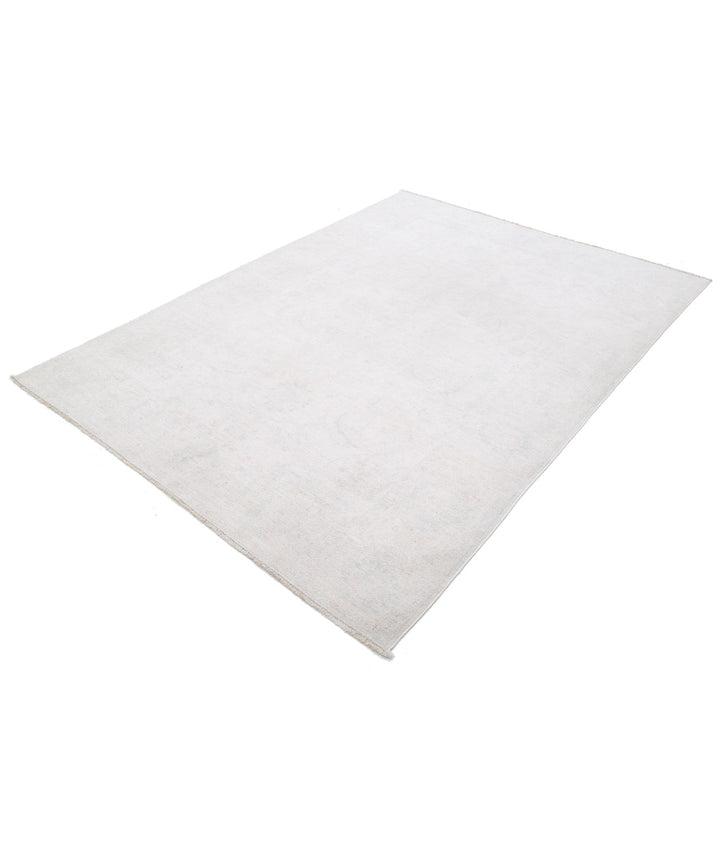 Ivory Afghan Serenity Rug 5' 7" x 7' 8" Hand-Knotted | No. AT41791