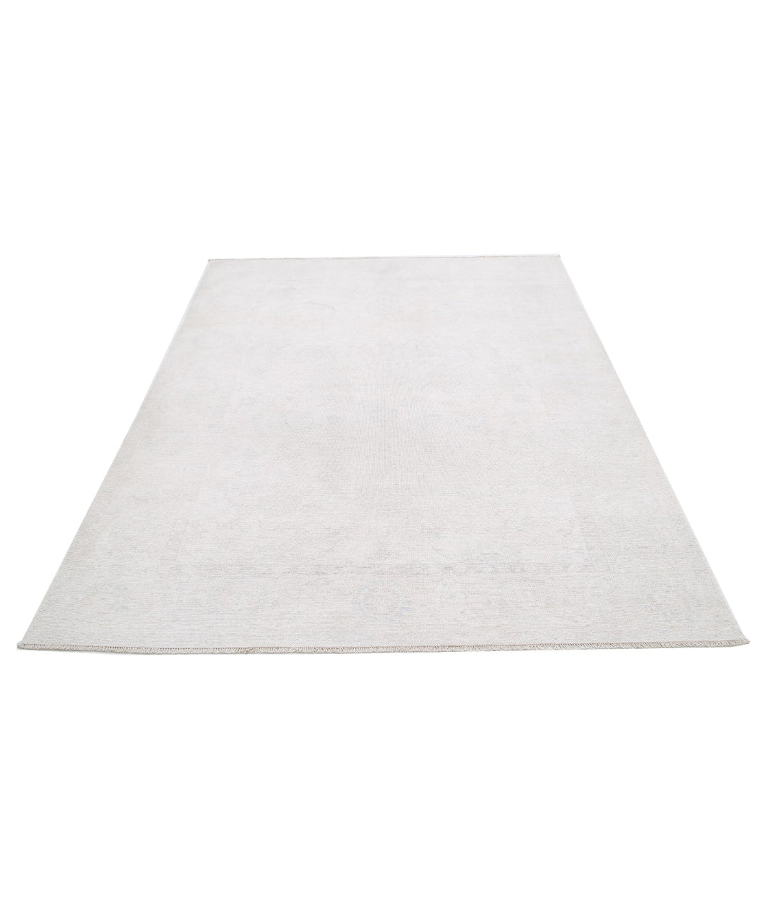 Ivory Afghan Serenity Rug 5' 7" x 7' 8" Hand-Knotted | No. AT41791