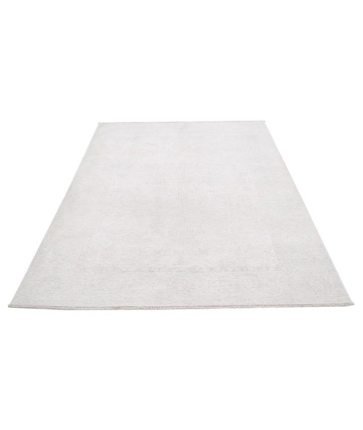 Ivory Afghan Serenity Rug 5' 7" x 7' 8" Hand-Knotted | No. AT41791