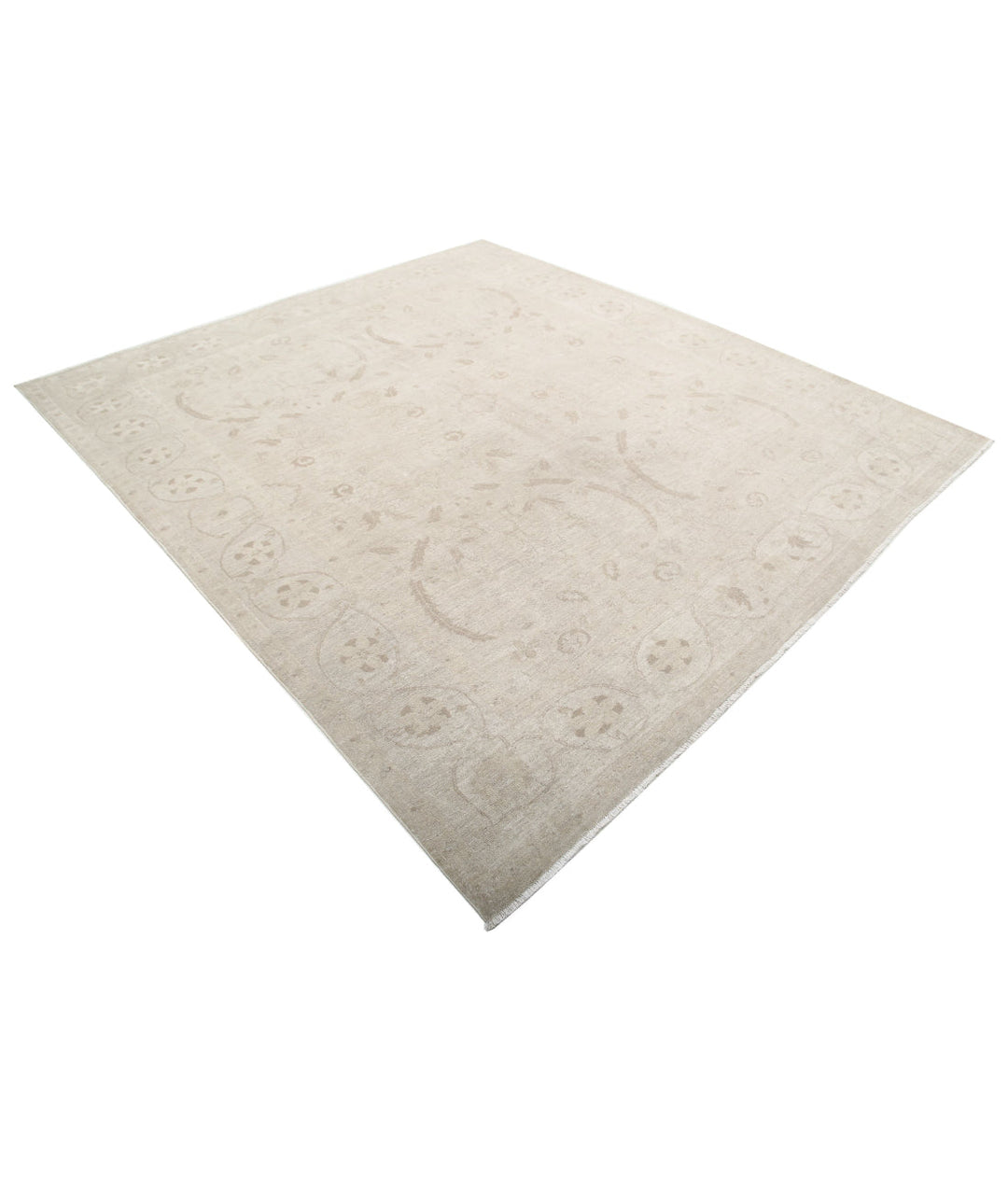 Ivory Afghan Serenity Rug 7' 9" x 8' 7" Hand-Knotted | No. AT12922