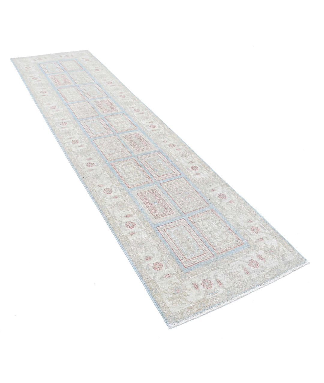 Blue Afghan Serenity Rug 2' 7" x 9' 10" Hand-Knotted | No. AT10482