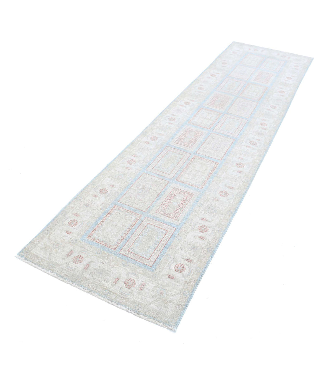 Blue Afghan Serenity Rug 2' 7" x 9' 10" Hand-Knotted | No. AT10482