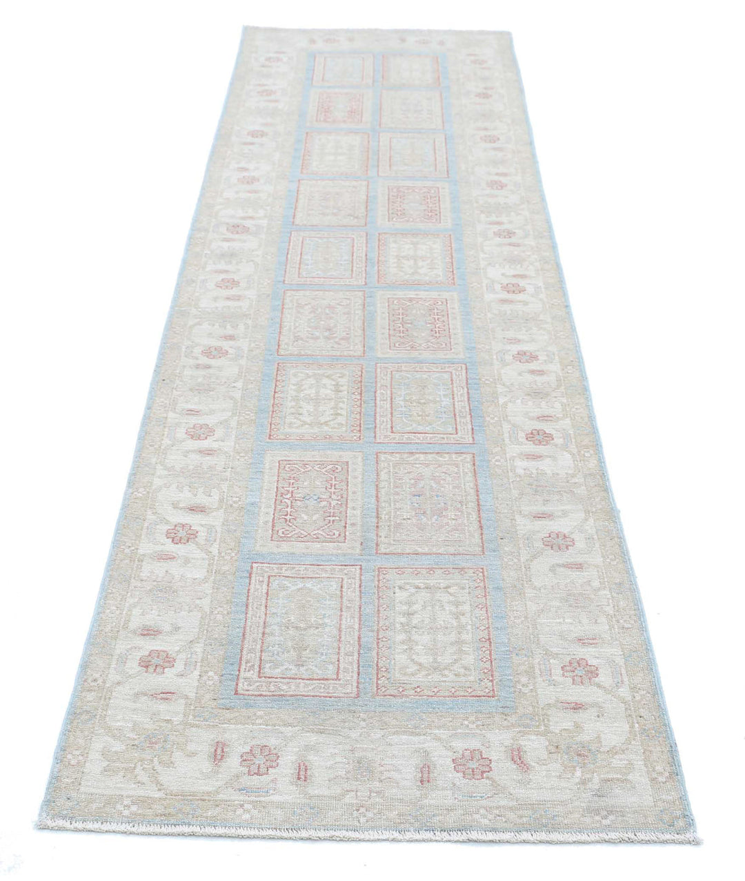 Blue Afghan Serenity Rug 2' 7" x 9' 10" Hand-Knotted | No. AT10482