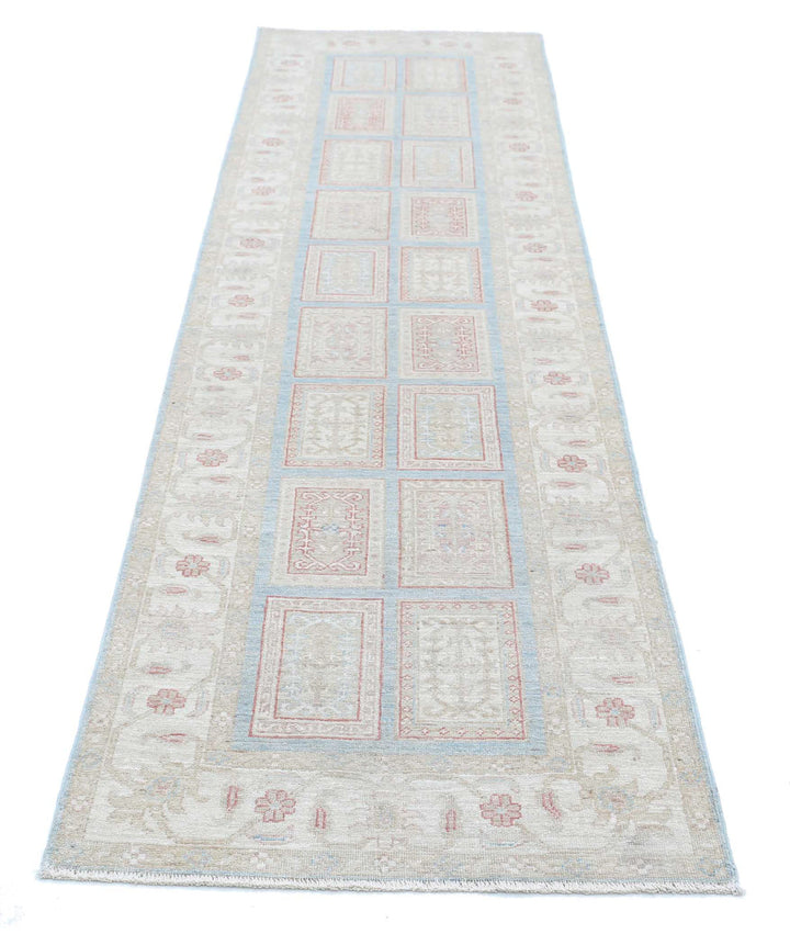 Blue Afghan Serenity Rug 2' 7" x 9' 10" Hand-Knotted | No. AT10482