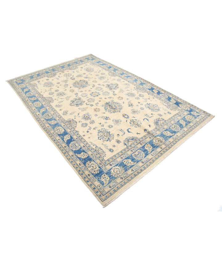 Ivory Afghan Serenity Rug 5'6" x 8'1" Hand-Knotted | No. AT66469