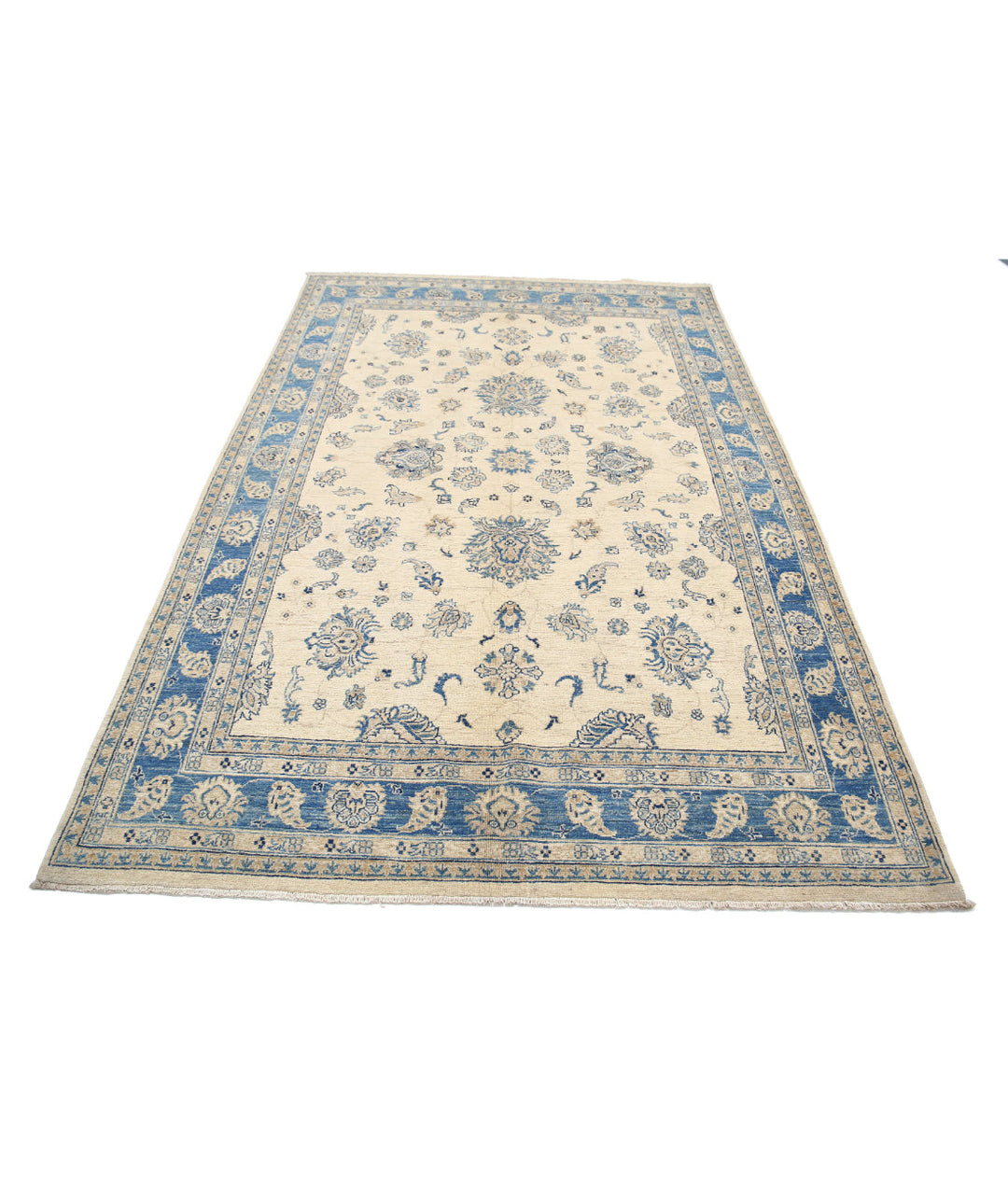Ivory Afghan Serenity Rug 5'6" x 8'1" Hand-Knotted | No. AT66469