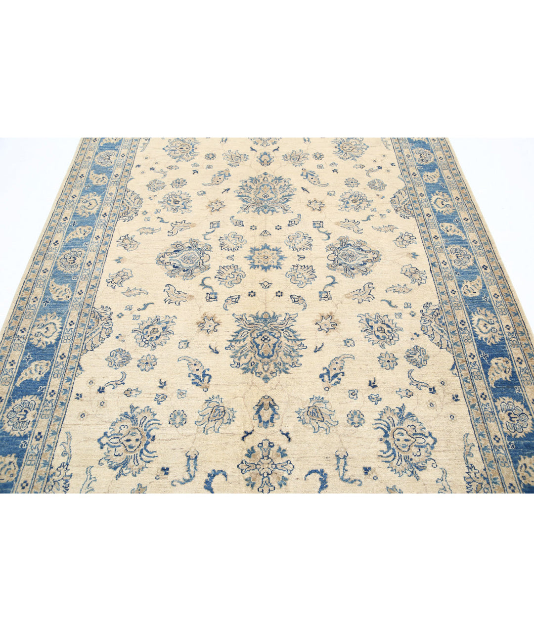Ivory Afghan Serenity Rug 5'6" x 8'1" Hand-Knotted | No. AT66469