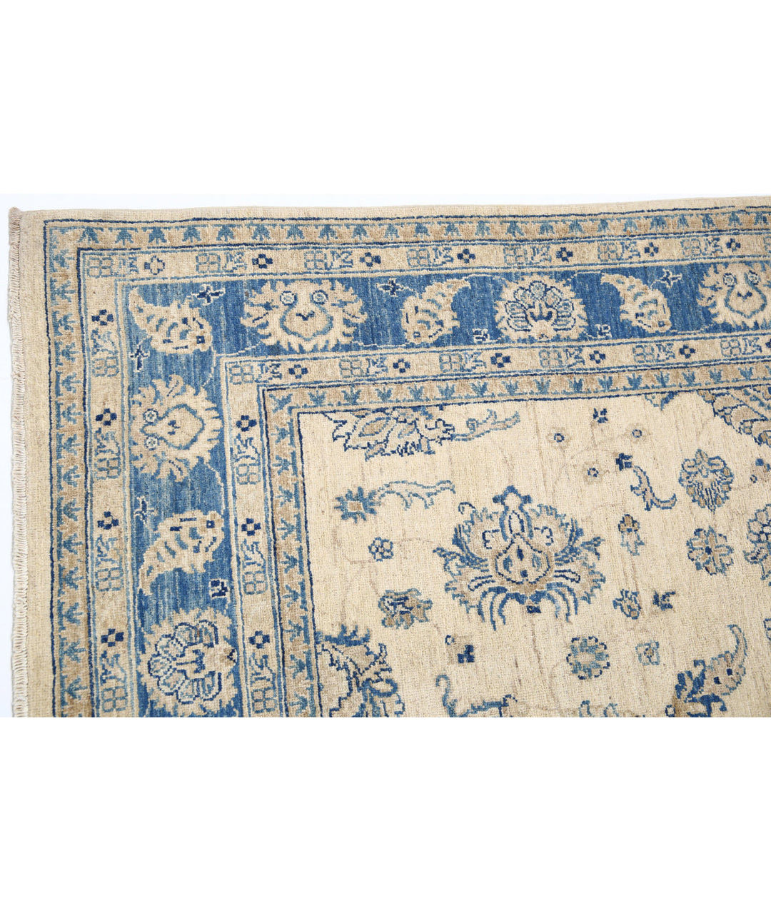 Ivory Afghan Serenity Rug 5'6" x 8'1" Hand-Knotted | No. AT66469