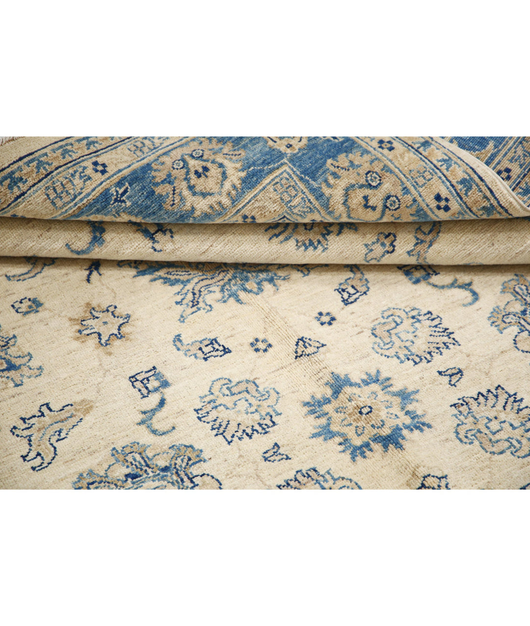 Ivory Afghan Serenity Rug 5'6" x 8'1" Hand-Knotted | No. AT66469