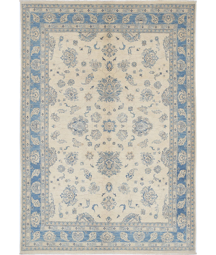 Ivory Afghan Serenity Rug 5'6" x 8'1" Hand-Knotted | No. AT66469