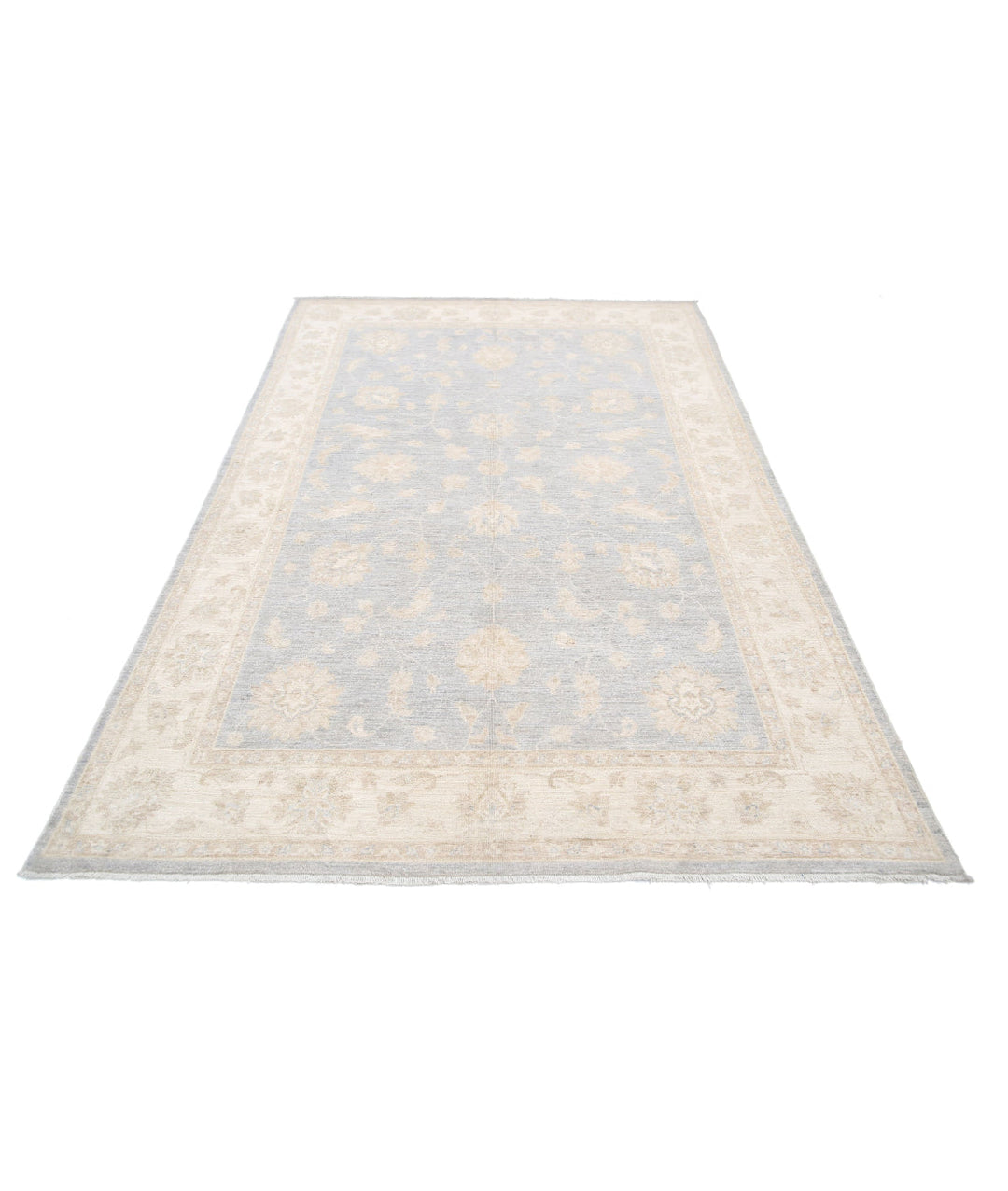 Grey Afghan Serenity Rug 5' 5" x 8' 2" Hand-Knotted | No. AT20865
