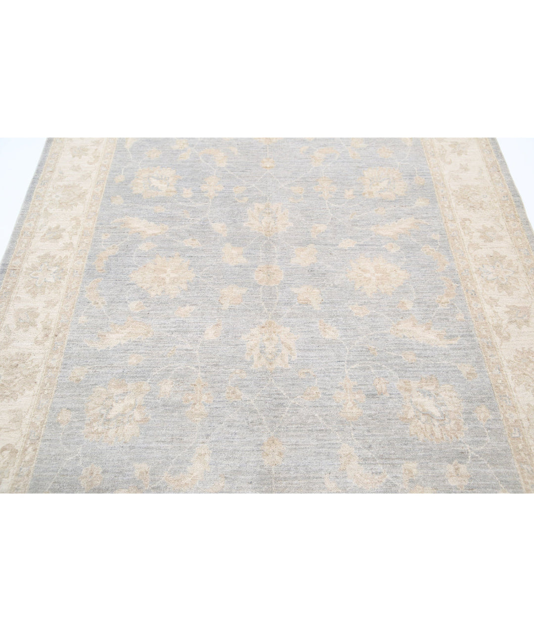 Grey Afghan Serenity Rug 5' 5" x 8' 2" Hand-Knotted | No. AT20865