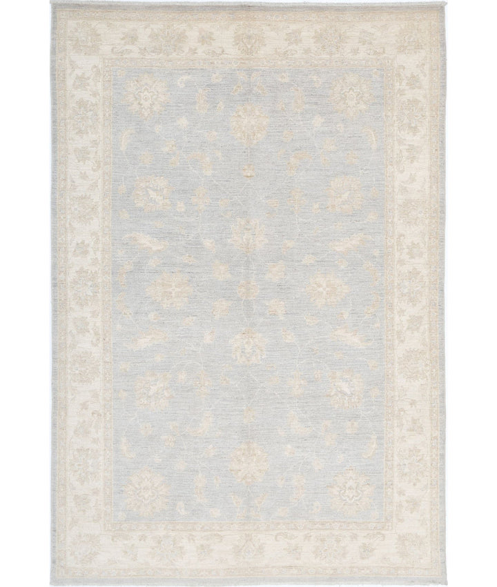 Grey Afghan Serenity Rug 5' 5" x 8' 2" Hand-Knotted | No. AT20865