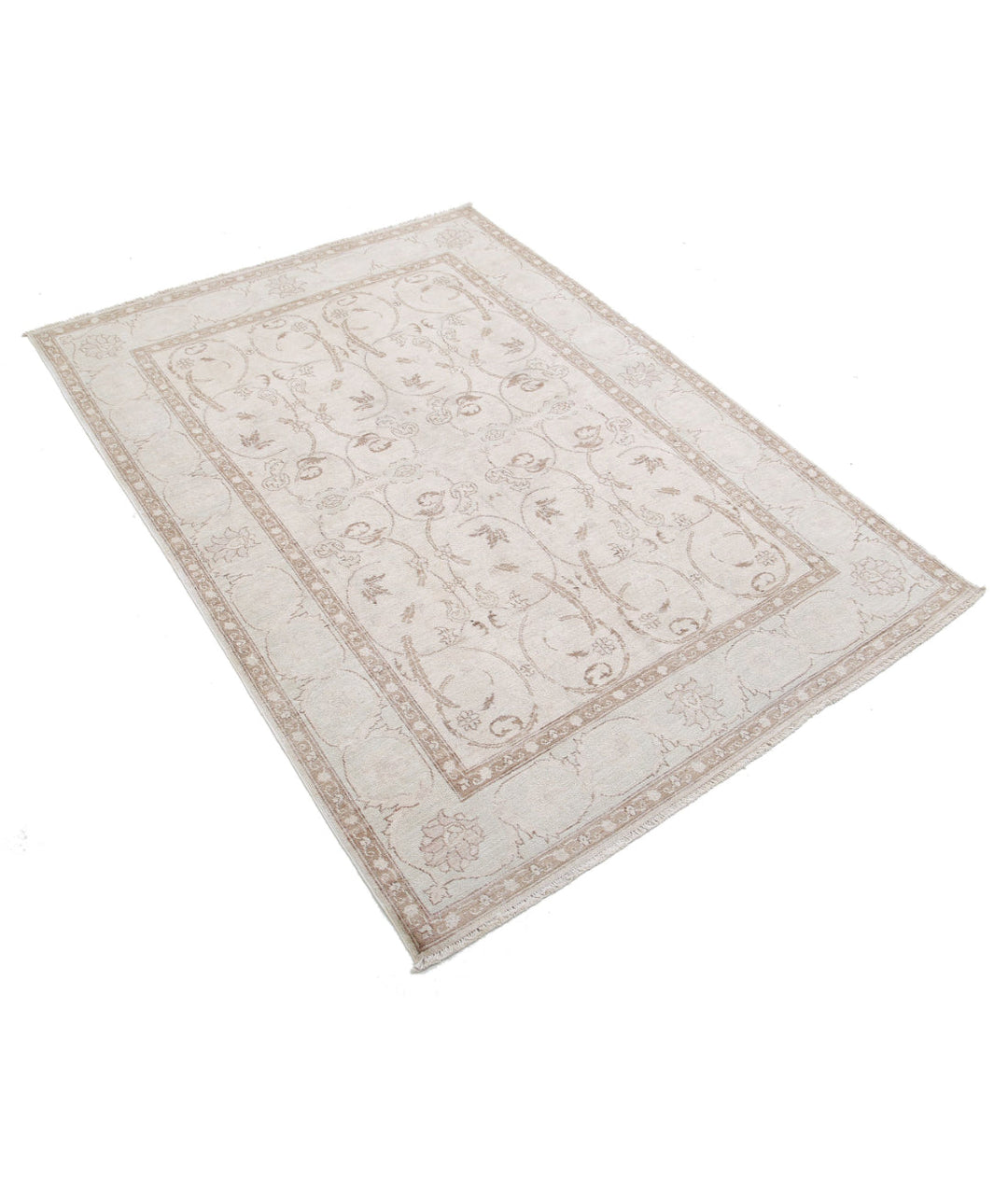 Afghan Tabriz Rug 4' 3" x 5' 11" Hand-Knotted | No. AT66953
