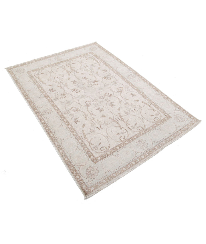 Afghan Tabriz Rug 4' 3" x 5' 11" Hand-Knotted | No. AT66953