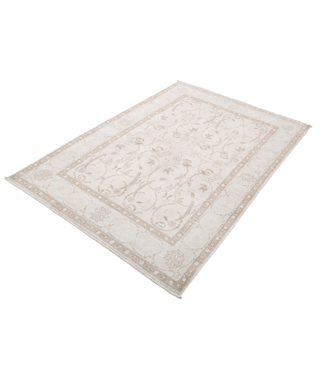 Afghan Tabriz Rug 4' 3" x 5' 11" Hand-Knotted | No. AT66953