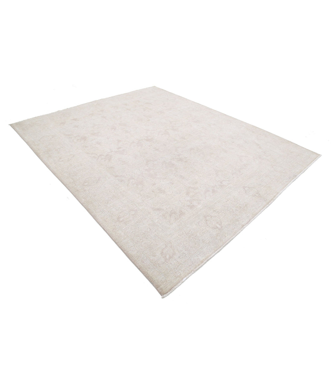 Ivory Afghan Serenity Rug 7'9" x 9'6" Hand-Knotted | No. AT96354