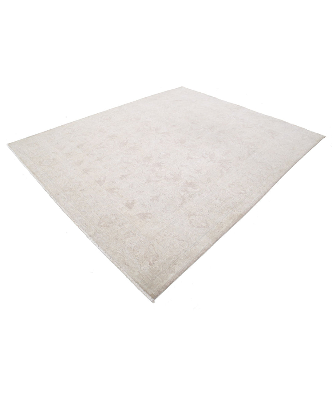 Ivory Afghan Serenity Rug 7'9" x 9'6" Hand-Knotted | No. AT96354