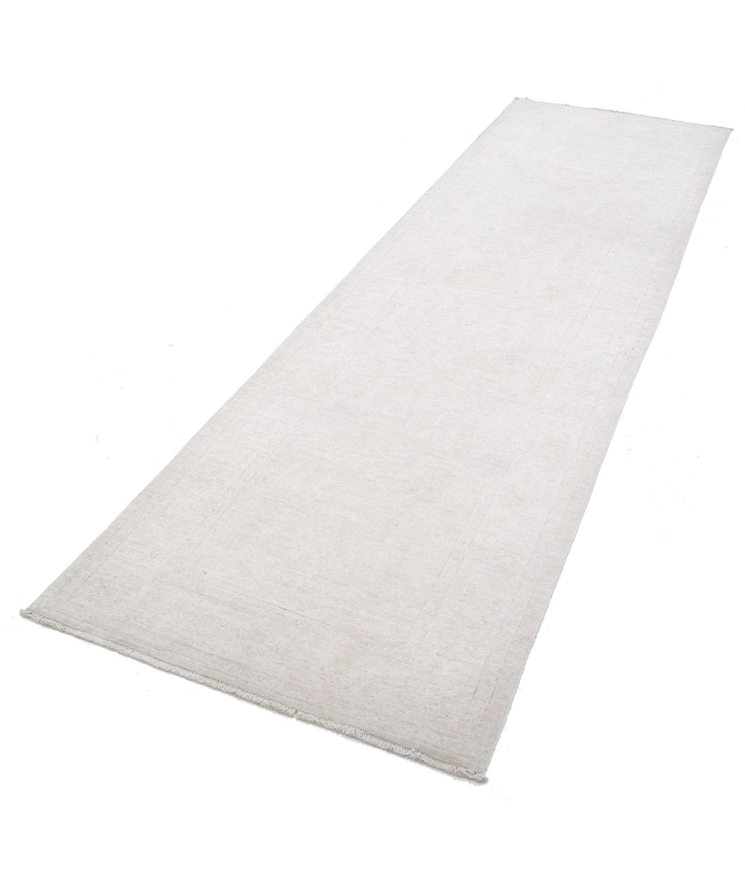 Ivory Afghan Serenity Rug 3' 1" x 10' 6" Hand-Knotted | No. AT92358