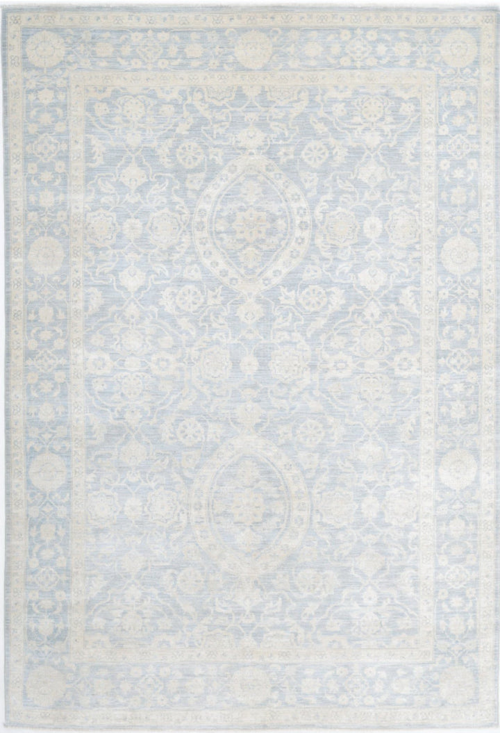 Blue Afghan Serenity Rug 5'11" x 8'8" Hand-Knotted | No. AT14829