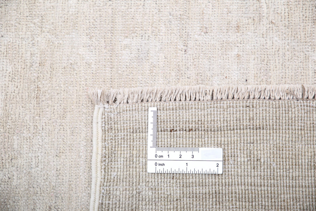 Ivory Afghan Tabriz Rug 5' 0" x 9' 7" Hand-Knotted | No. AT42801
