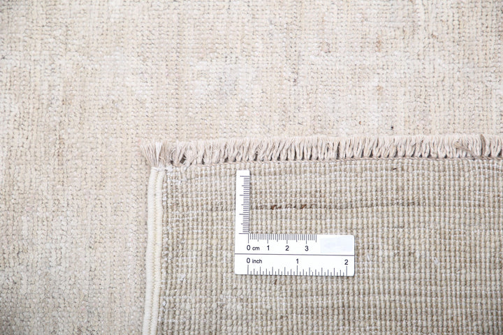 Ivory Afghan Tabriz Rug 5' 0" x 9' 7" Hand-Knotted | No. AT42801