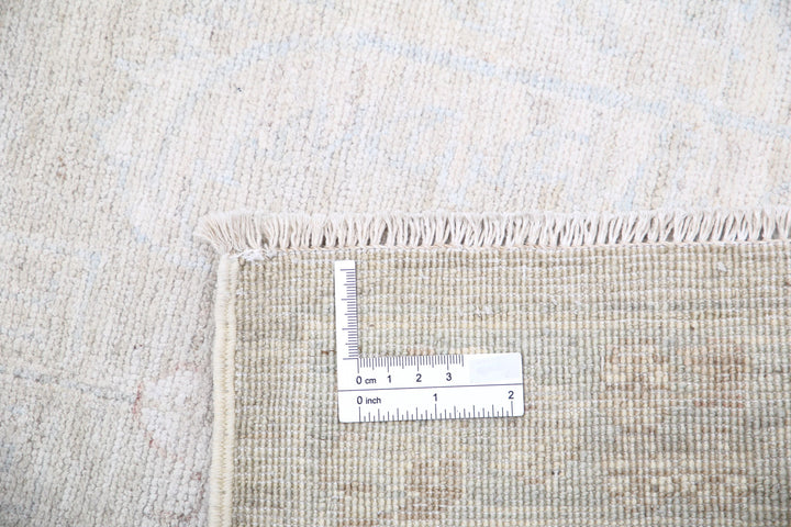Ivory Afghan Tabriz Rug 6' 3" x 8' 11" Hand-Knotted | No. AT33785