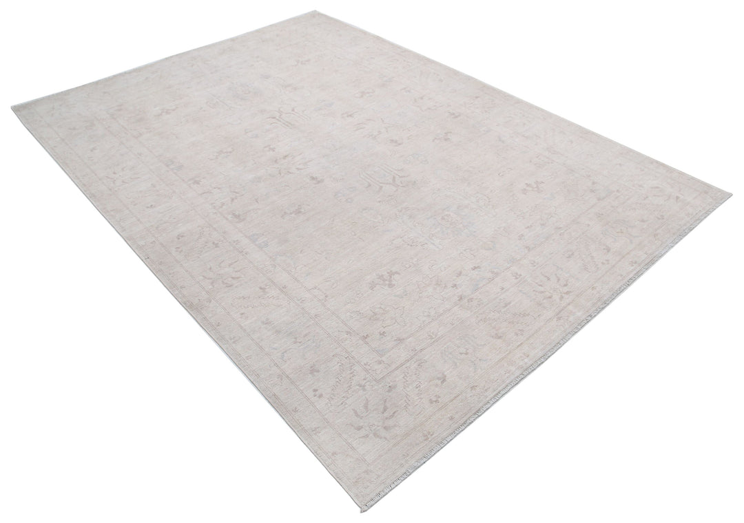 Ivory Afghan Serenity Rug 6' 1" x 8' 4" Hand-Knotted | No. AT18645