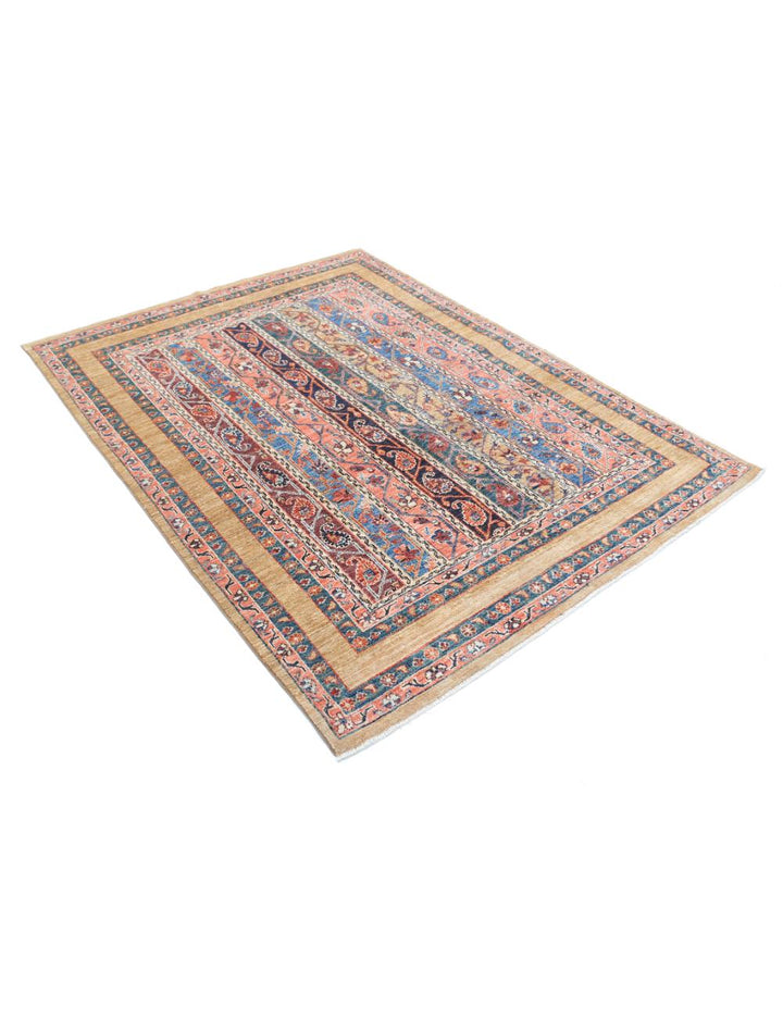 Brown Afghan Shaal Rug 4' 11" x 6' 6" Hand-Knotted | No. AT83643