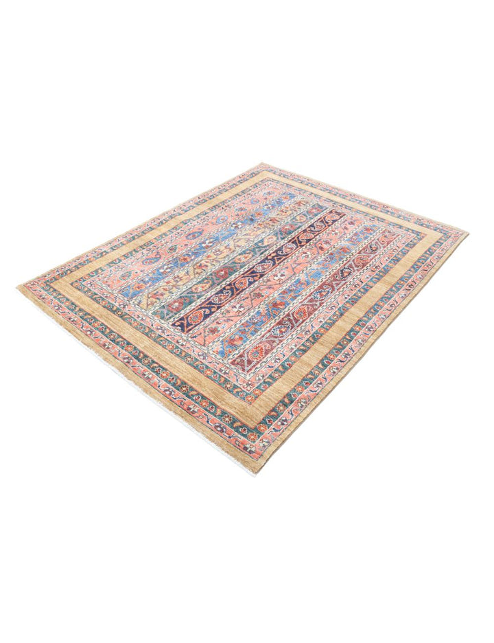 Brown Afghan Shaal Rug 4' 11" x 6' 6" Hand-Knotted | No. AT83643
