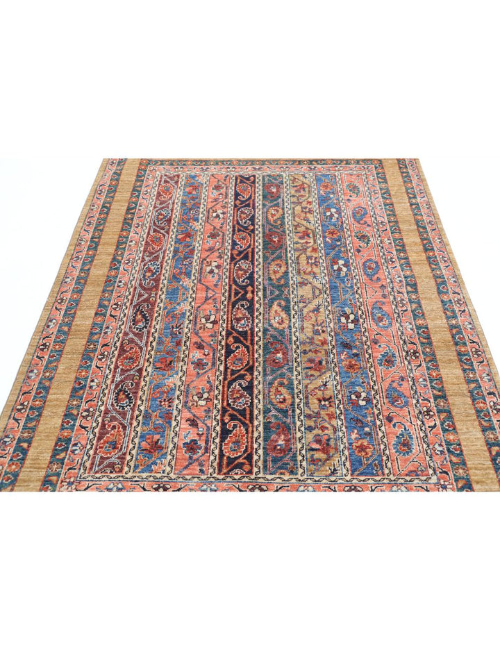 Brown Afghan Shaal Rug 4' 11" x 6' 6" Hand-Knotted | No. AT83643