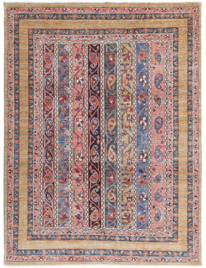 Brown Afghan Shaal Rug 4' 11" x 6' 6" Hand-Knotted | No. AT83643